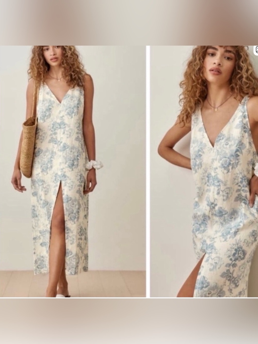 Reformation Monique Linen Midi Dress in Teacup Floral Womens‎ XS